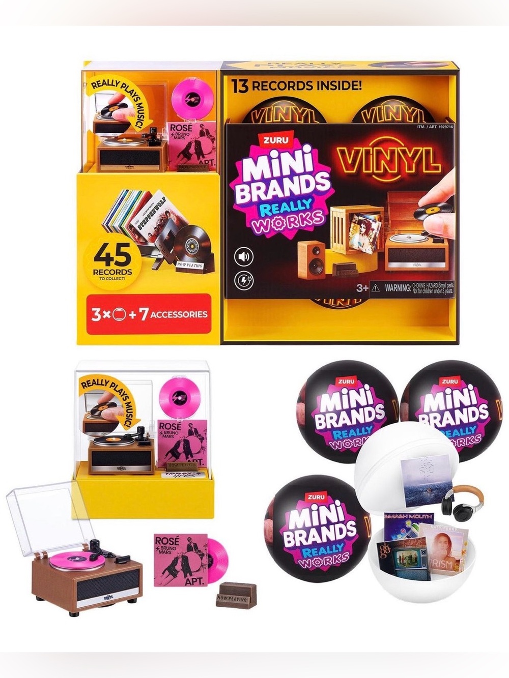 Zuru Mini Brands Mini Vinyl Record Playset + 3 Capsules